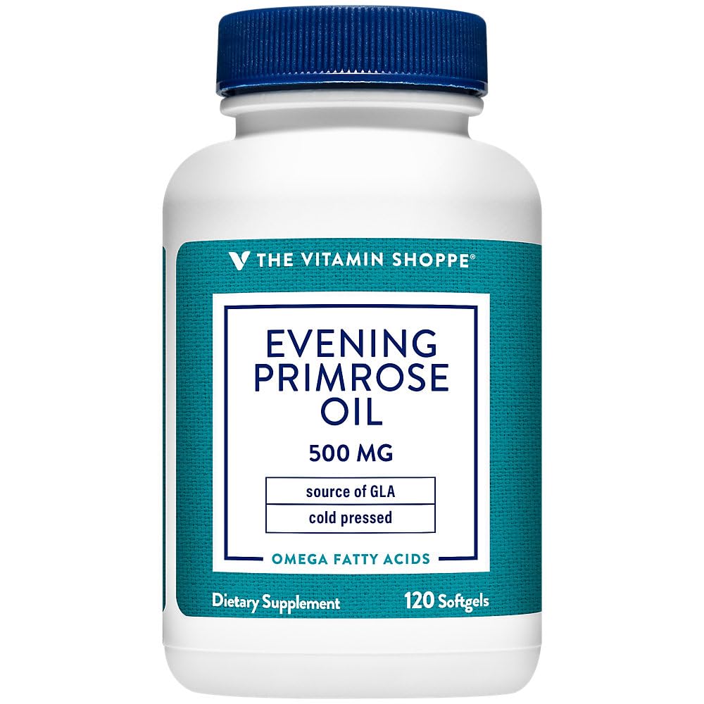 Der Vitamin Shoppe Abend Primrose Öl 500MG, natürliche Quelle von GLA (Gammia Linolenic Acid), Ergänzung für Frauen Gesundheit & Hormonal Balance (120 Softgels)