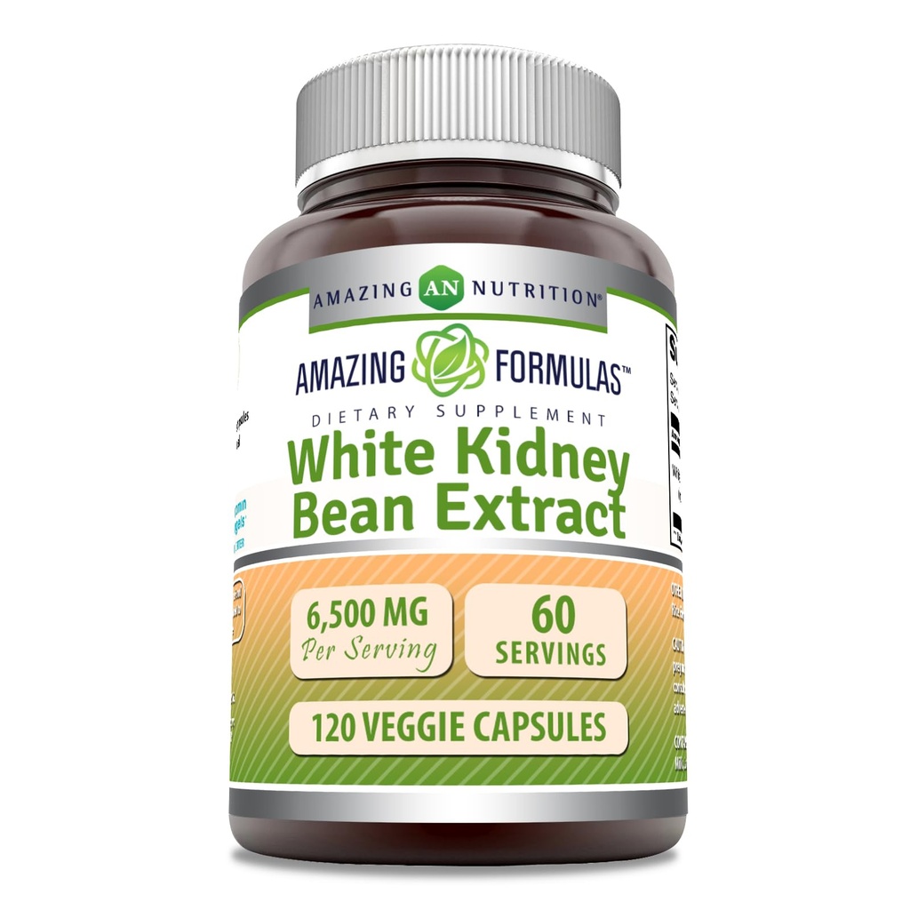 Erstaunliche Formeln White Kidney Bean Extract 6500 Mg | Vegetarische Kapseln | Non-GMO | Gluten-Free | Made in USA (1 Pack | 120 Count)