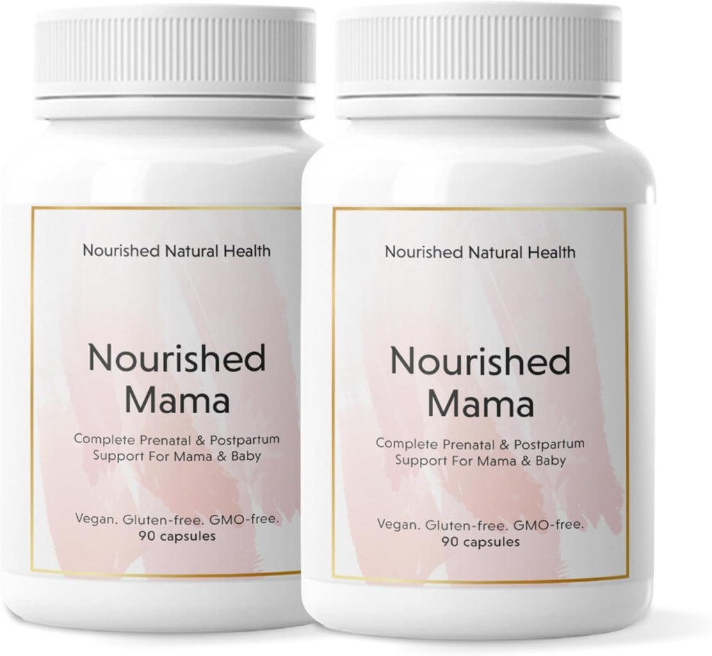 Nourished Mama Prenatal Multi Vitamin - Vegan Multivitamin für Preconception, Pregnancy, Postpartum und Stillunterstützung - Iron-Free mit methyliertem Folate & High Dose Choline - 180 Kapseln