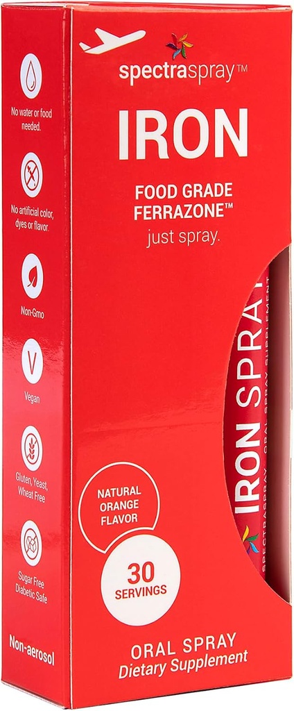 SpectraSpray Iron Daily Supplement, 3 mg pro Portion - Oral Spray Essential Mineral Iron, 30 Tage Versorgung pro Spray, Vegan Gluten Free & no GMOs