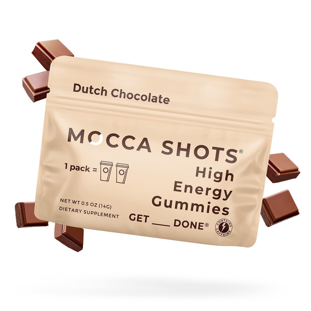 SGC Seattle Gummy Company Caféine Energy Gummies 12-Pack, Chocolat néerlandais Mocca Energy Chews, Nootropic, végétalien, végétalien, sans gluten, 200 mg de caféine