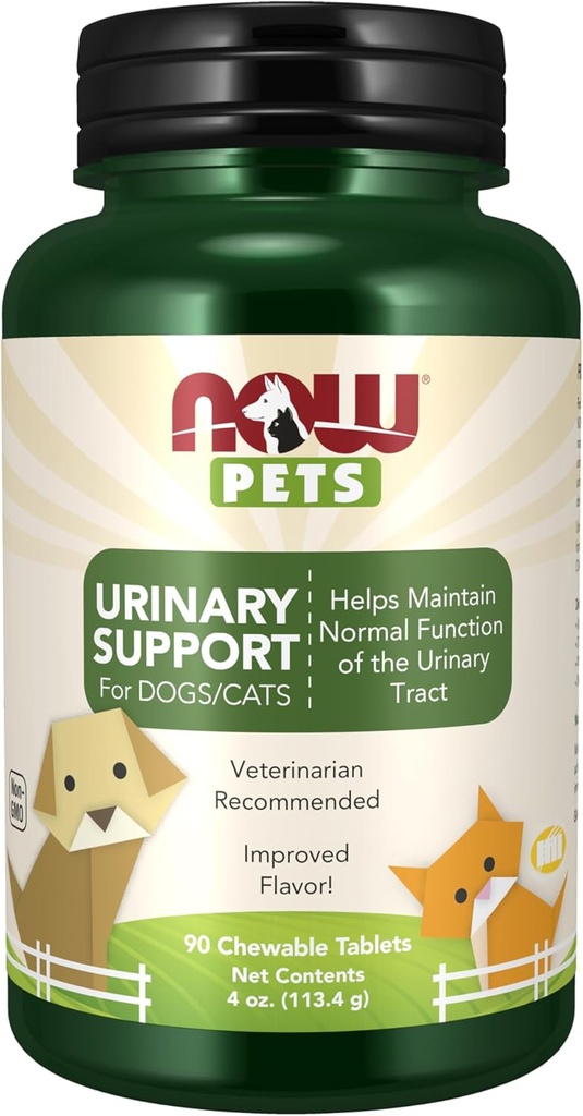 NOW Foods Pet Health, Urinary Support Supplement, Formuliert für Katzen & Hunde, NASC zertifiziert, 90 Chewable Tablets