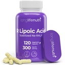 LongLifeNutri Stabilisated R-Alpha Lipoic Acid 300mg – Supplément Na-RALA à haute puissance pour l'énergie cellulaire et la fonction métabolique, 120 Capsules végétariennes, 4-Mois, GMP certifié, Fabriqué aux États-Unis