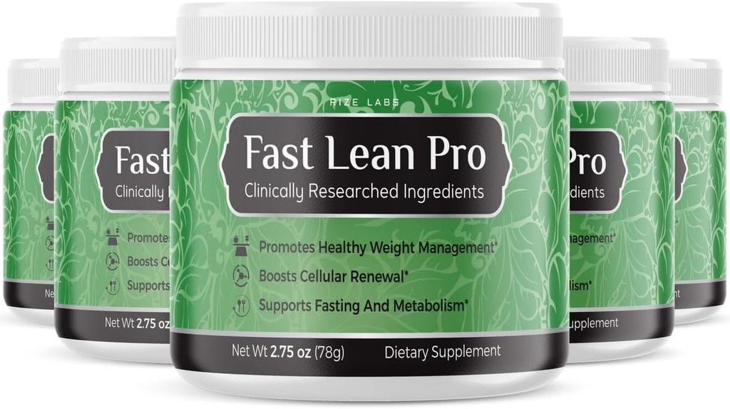 rize labs Fast Lean Official Pro Advanced Formula Supplement, Hydration BCAA Trinkkapseln in einem Jar, einfach zu Scoop und schmecken groß - Paket von 5(120 Servietten)