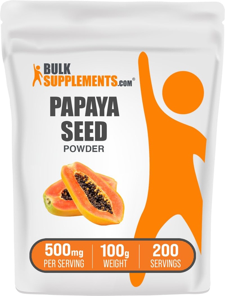 BulkSupplements.com Papaya Seed Powder - Carica Papaya Seed, Nahrungsergänzungsmittel, für Verdauungs- & Gut-Unterstützung - Glutenfrei, 500mg pro Servierung, 100g (3,5 oz) (Pack von 1)