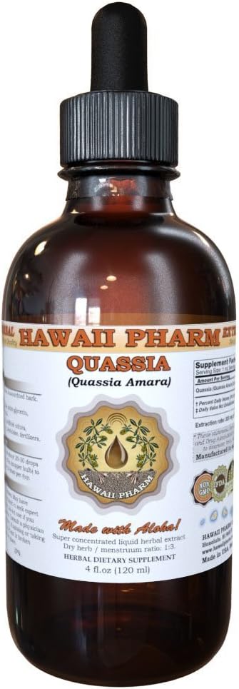 Quassia (Quassia Amara) Extrait liquide, Teinture, Supplément à base de plantes, Hawaii Pharm, Fabriqué aux États-Unis, 4 fl.oz