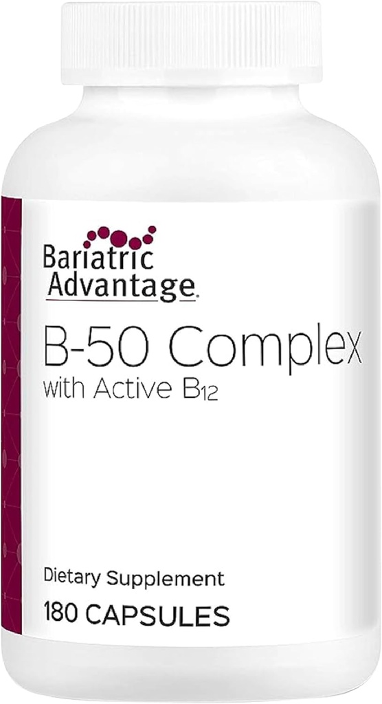 Bariatric Advantage B-50 Complex mit aktivem B12, High Potency Supplement mit allen essentiellen B Vitaminen mit Cholin, Inositol und PABA - 180 Count