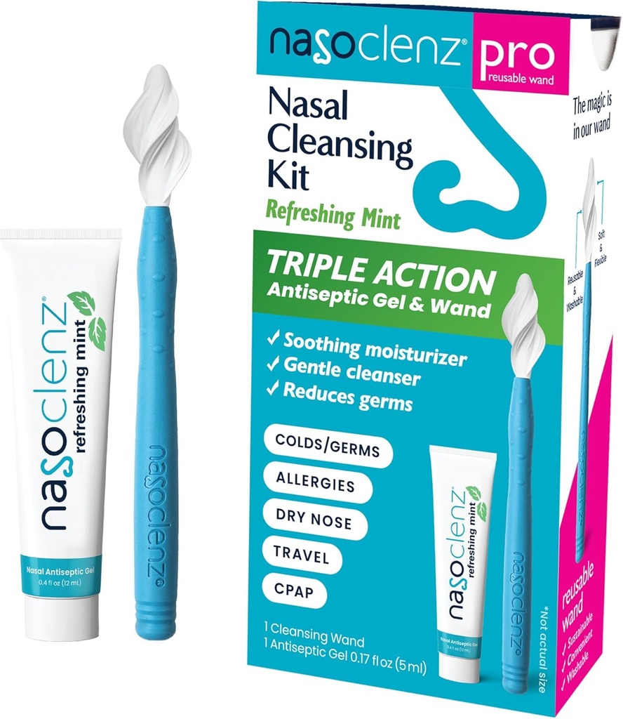 Pro: Nasal Cleansing Kit – Gentle Wand & Nasal Antiseptic Gel, Nose Cleaner und Nasal Moisturizer für Dry Nose & Sinus Relief (Mint 1 Count, bis zu 120 Anwendungen)