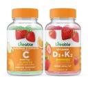 Lebensfähiges Vitamin C 1050mg + Vitamin D3 + Vitamin K2, Gummis Bundle - Große Verkostung, Vitaminergänzung, Glutenfrei, GVOfrei, Kaugummi
