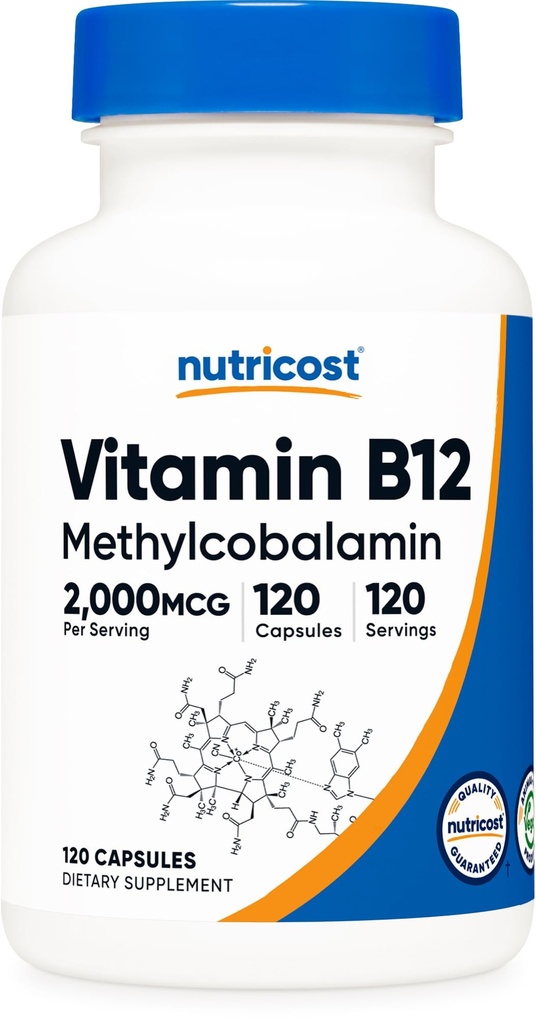 Nutricost Vitamin B12 (Methylcobalamin) 2000mcg, 120 Kapseln - Vegetarische Kapseln, Non-GMO, Gluten Free B12 Supplement