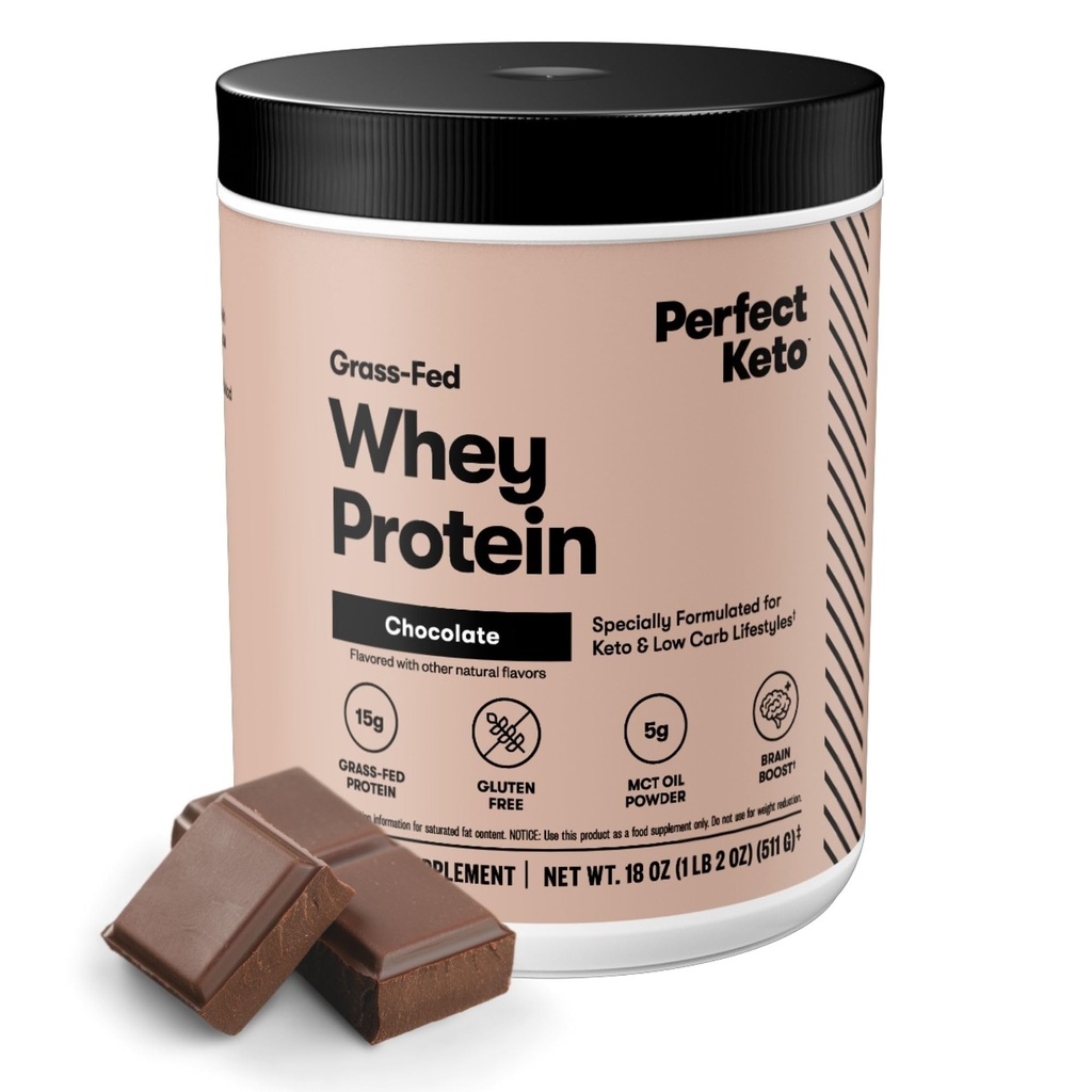 Perfect Keto Pure Whey Protein Pulver isolieren Delicious 100% Gras Fed Meal Ersatz Shake keine Künstlichkeiten, Glutenfrei, Sojafrei, Non-GMO (Chocolate)