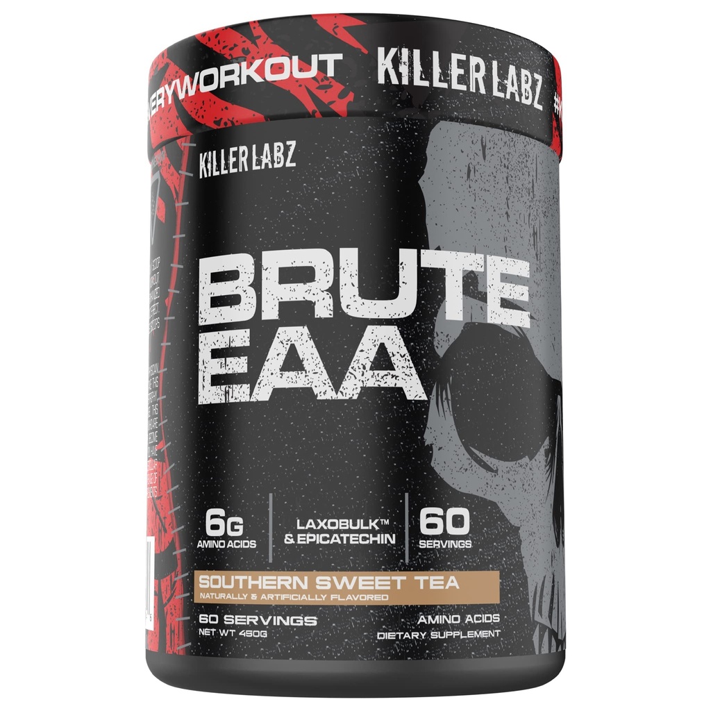 KILLER LABZ Brute EAA verzweigte Kette & essentielle Aminosäuren | 6g Aminosäuren zur Beschleunigung von Erholung und Lean-Masse-Galen 60 Servierungen (Southern Sweet Tea)