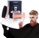 Bart Grooming Kit für Herren 4 in 1. Bart Brush und Comb Set mit Messy Free Bib Apron, Mustache Scissors. Natürliche Brush und Dual Action Comb. Männer Grooming. Geschenk für Ehemann,
