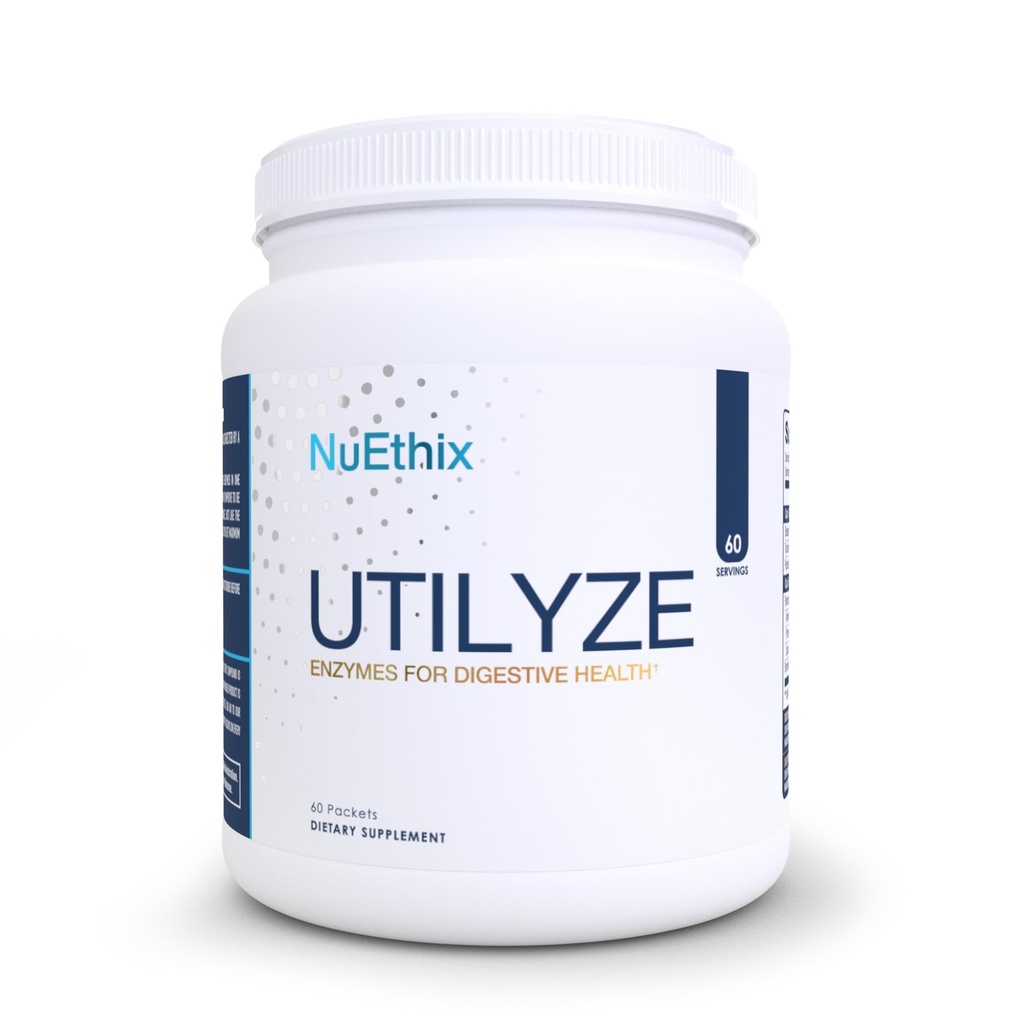 NuEthix Formulierungen Utilyze Enzyme für Verdauungs-Wellness, Nahrungsergänzung für Nährstoffabsorption, 60 Reisepakete