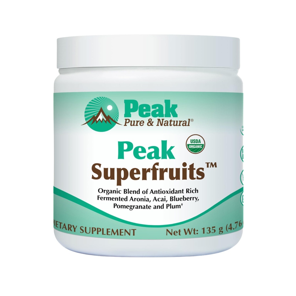 Superfruits biologiques - Poudre de superaliments riches en polyphénol - Berry d'aronia fermenté non-OGM, acai, bleuets, grenades et prune - Vieillissement, santé métabolique, santé cardiaque (30 portions)