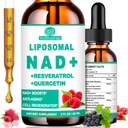 NAD Supplements for Women & Men, Liposomal NAD Nicotinamide Riboside Resveratrol 900mg, TMG, Quercetin, Vitamin B3, Organic Liquid NAD Resveratrol Supplement for Longevity, Energy, Anti-Aging, Focus