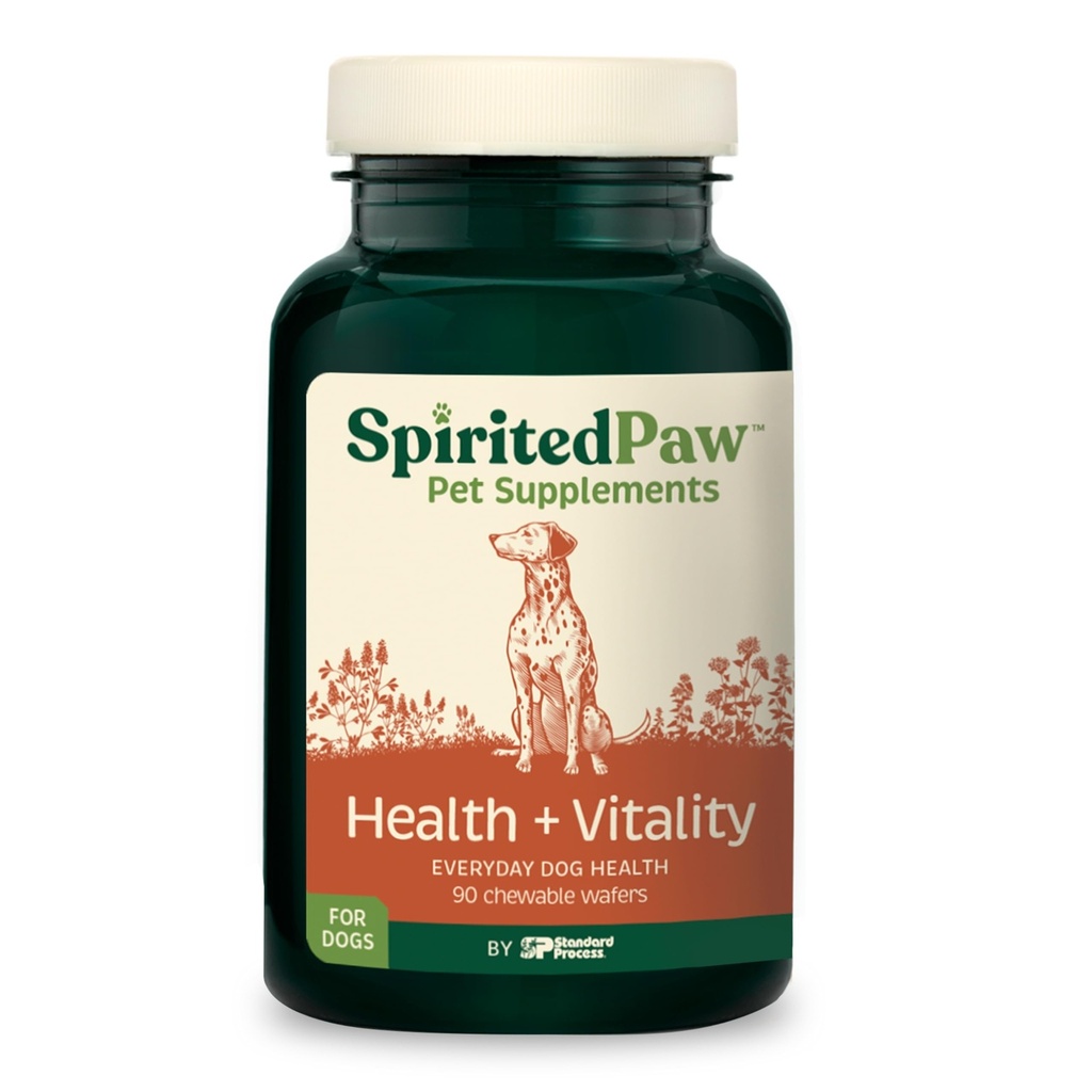 Santé de la patte spiritueuse + Vitalité pour chiens - Supplément animal pour système immunitaire, manteau, foie et plus - Soutien multifonctionnel pour chiens avec Choline, calcium, zinc et vitamines D et A - 90 Wafers à croquer