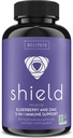 WellPath Shield Elderberry Kapseln - 5-in-1 Immununterstützung Booster mit Zink, Vitamin C, Echinacea, Bee Propolis - Premium Zink Supplement - 600 mg Sambucus Black Elderberry Pillen für Erwachsene - 60 Ct