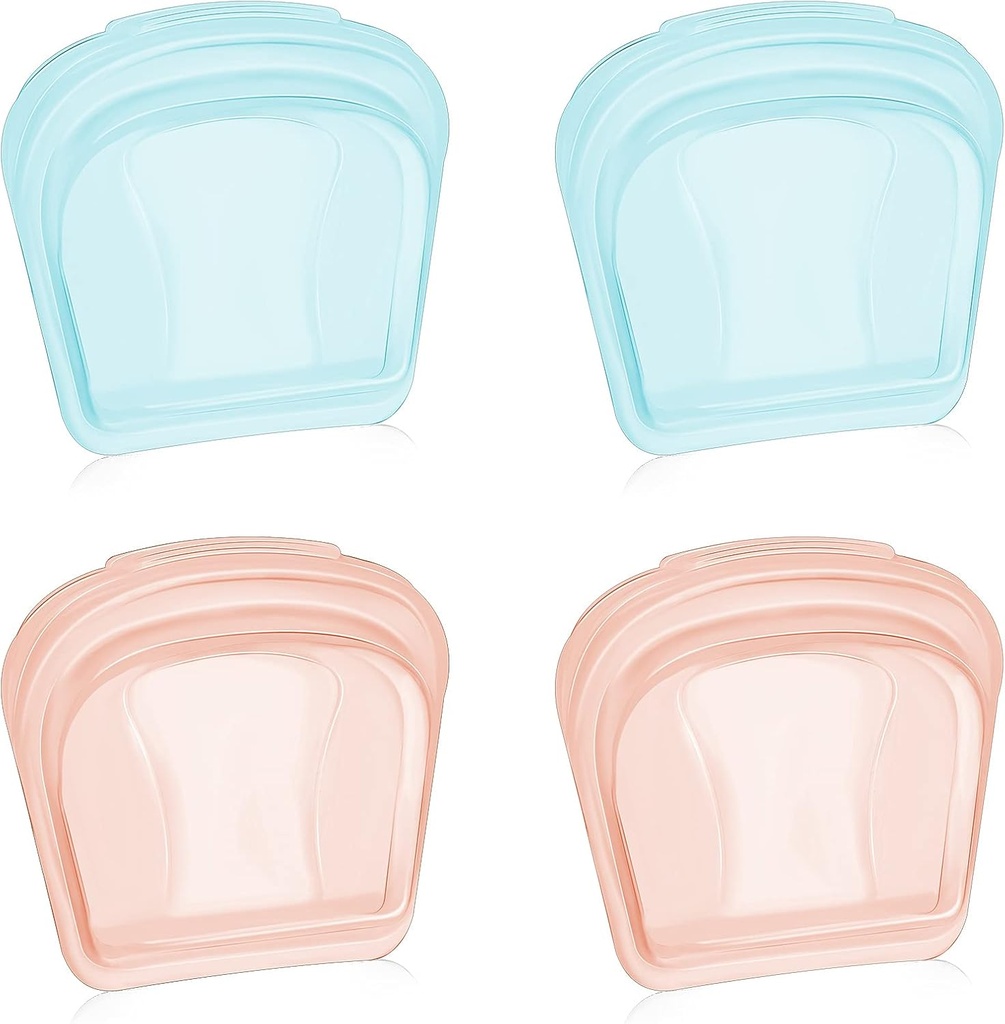 Nuenen 4 pièces Petit sac de poche à pilules ouvert portable en silicone Sac de poche de médecine réutilisable Poche de rangement de voyage transparent Sac de poche réutilisable Organisateur Pochettes (Blue, Rose Gold)