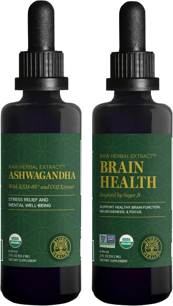 Global Healing Center Ashwagandha & Gehirn Health Kit - Ashwagandha Complex, unterstützt Stimmung, Funktion