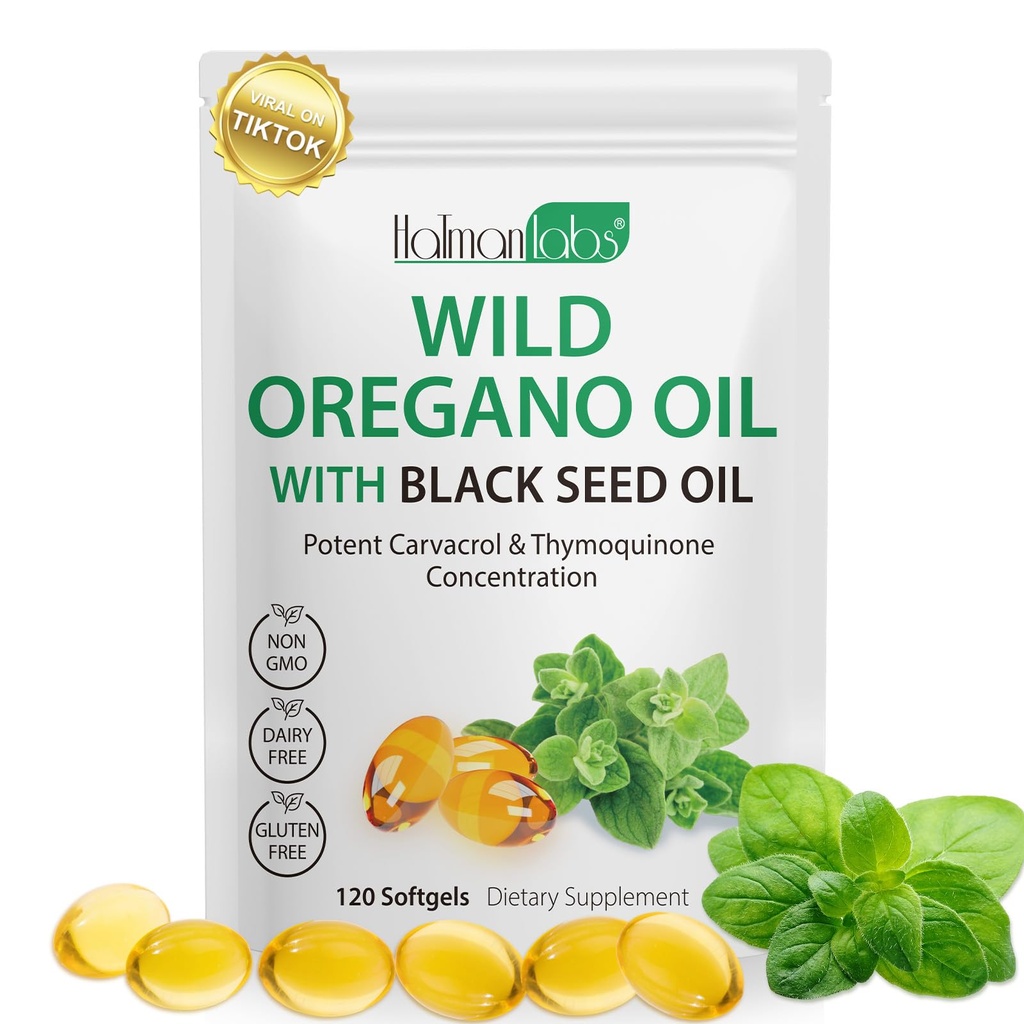 Capsules d'huile d'origan, 2 huiles d'origan en 1 avec huile de graines noires, capsules de supplément d'huile d'origan, huile organique d'extrait d'origan, non-OGM, sans gluten