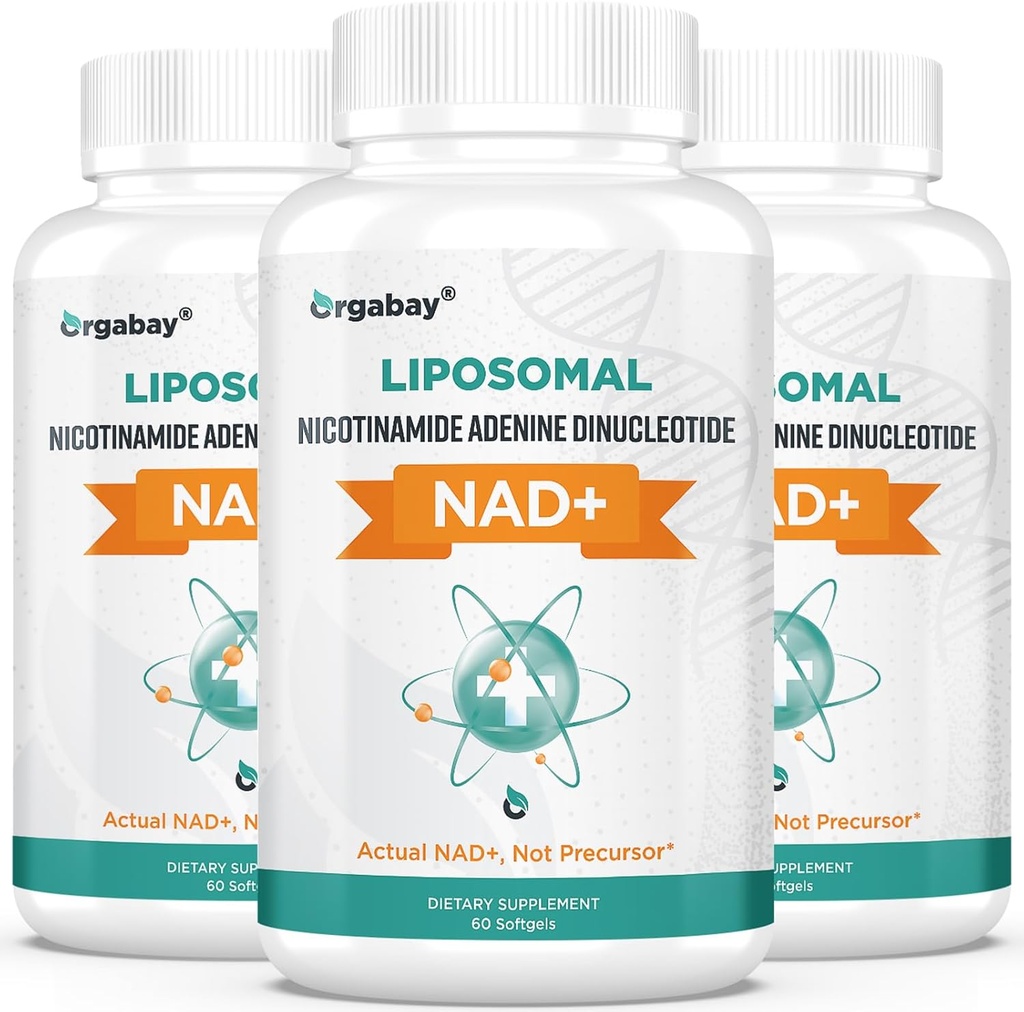 Orgabay NAD liposomique + Supplément 500 mg, Absorption élevée, Boost NAD+ avec TMG 250 mg, Réel NAD Plus plus plus efficace que le riboside de Nicotinamide, Soutien énergie cellulaire, Vieillissement en santé