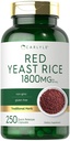Carlyle Red Yeast Rice Supplément: 1800 mg: 250 capsules sans OGM et sans gluten