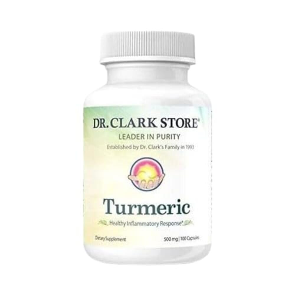 Dr Clark Store Curcumine curcumaire 500mg – 100 capsules, soutien immunitaire, supplément naturel à base de plantes, non-OGM, végétalien, boost antioxydant