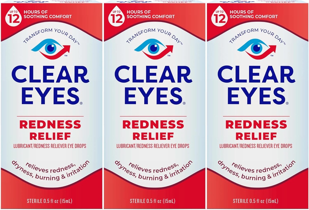 Klare Augen Redness Auge Relief Augentropfen, 0.5 Fl Oz, Packung von 3