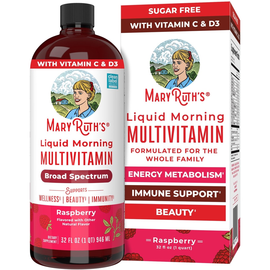 MaryRuth Organics Liquid Morning Multivitamine pour les femmes, les hommes et les enfants