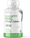 Nature's Fusions Supplément NAC N-acétyl Cysteine - NAC 600 mg - Supplément anti-vieillissement, supplément antioxydant, soutien du foie et du poumon, glutathion boost - N acétyl Cysteine (60 capsules)
