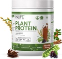 INLIFE Pflanzenprotein-Pulver - Pea, Quinoa & Brown Rice - 25g Protein - Ashwagandha, Grüner Tee & Trauben-Extrakt - Supplement (500 g, Schokolade)