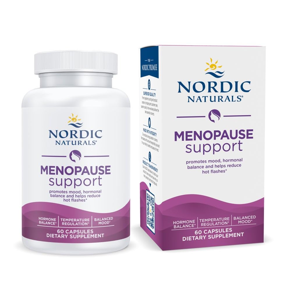 Nordic Naturals Ménopause Support - Non aromatisé - 60 Capsules - Supplément Hormone-Support pour la ménopause, l'équilibre d'humeur et le soutien à chaud - Herbes et phytoestrogènes à base de plantes - 30 portions