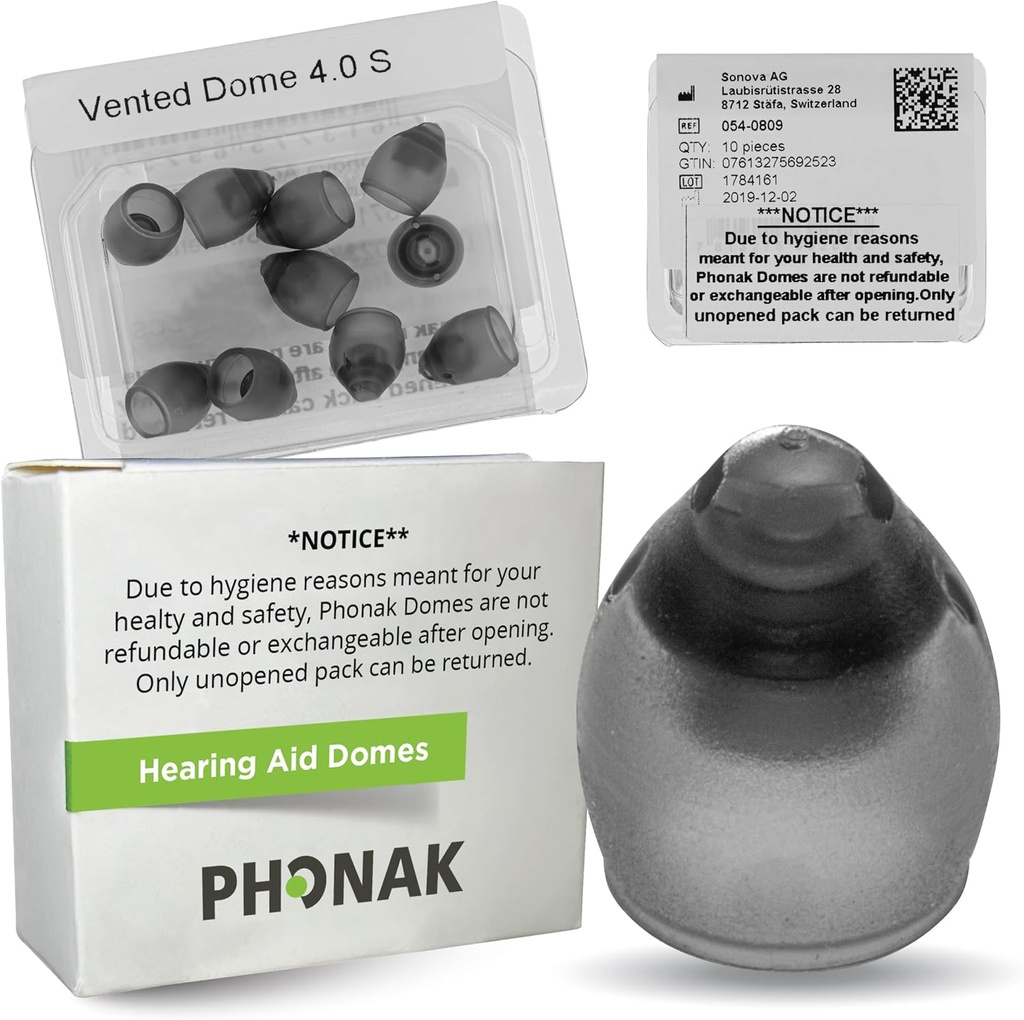 Phonak Vented 4.0 Dome Small (0.29 Zoll=7.5mm) 10 Dome, Original OEM Schweiz Ersatz von Sonova, Hörgeräte Dome für Phonak Audeo Marvel Paradise Lumity Zubehör -1 Pack/10 Domes Total