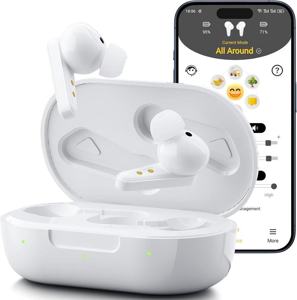 Kingwell OTC Hörgeräte wiederaufladbar, Bluetooth Hörgeräte für Senioren mit Smart App Enabled Calls auf iOS/Android, Authentic Sound Quality, 32 DSP Channel Noise Stornierung