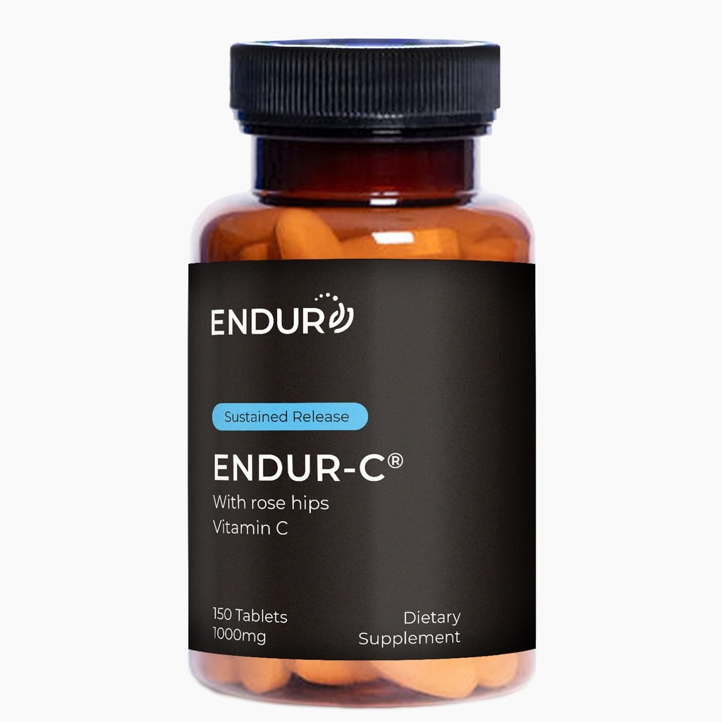 Endur ENDUR-C Vitamine C avec des hanches roses, soutient la production de collagène, la protection antioxydante et la digestion douce, sans gluten, 1000mg (150 comprimés)