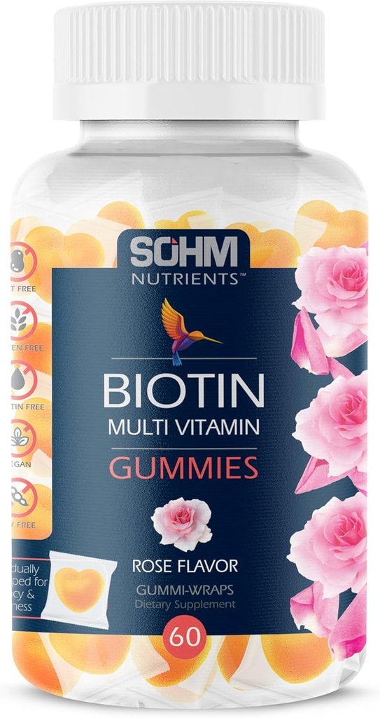 SOHM Biotin Gummies, Biotin Gummies für gesundes Haar, Haut und Nägel -Multivitamin Gummies für Erwachsene,Lieferungen für Männer,Frauen