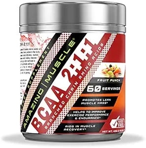 Erstaunliche Muskel BCAA 2:1 Verzweigte Aminoketten Säure Ergänzung | 6000 Mg pro Servieren | Frucht Punch Flavor | 60 Servierungen