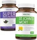 Antioxydants et millepertuis (2 mois d'approvisionnement) Mélange d'antioxydants de sérénité - super-oxydants - puissant mélange quotidien de super-aliments (120 capsules) et millepertuis - puissant extrait de 9000mcg (120 capsules)