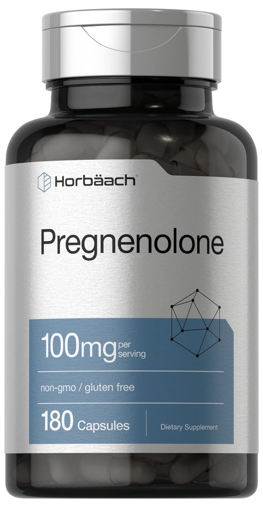 Horbäach Pregnenolone 100mg | 180 Kapseln | Non-GMO und glutenfreie Ergänzung