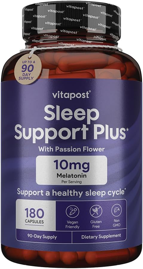 Schlafunterstützung Plus Melatonin & Botanicals, um einen gesunden Schlafzyklus zu unterstützen, mit Gefühlen der Ruhe und Entspannung für eine große Nachtschlaf. 180 Kapseln