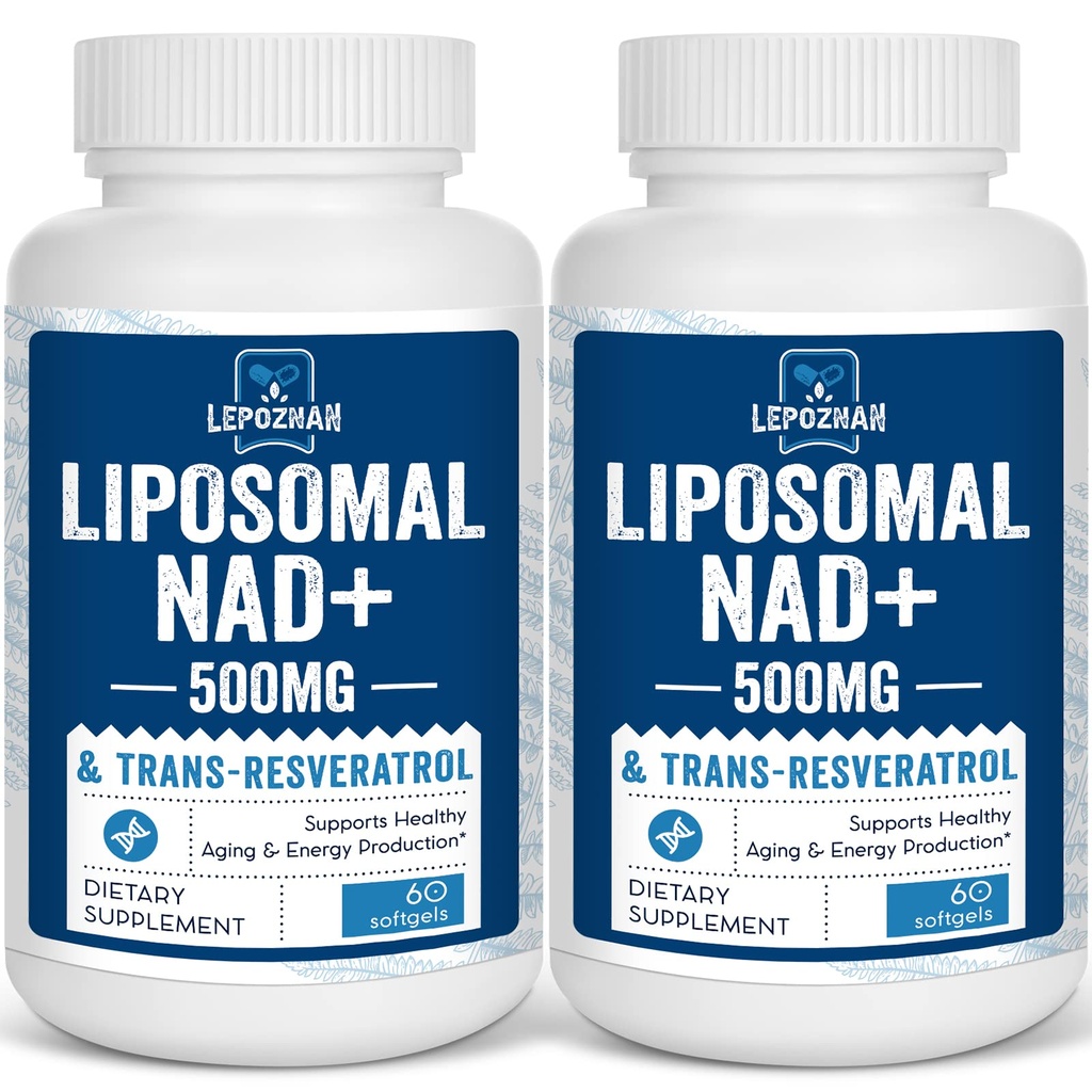 Liposomale NAD+ 500 mg + Trans-Resveratrol 300 mg,Superior Absorption,True NAD Ergänzung Efficient Than NMN,Nicotinamid Riboside für Cellular Energy Metabolism & DNA Repair,Gesundheitsalterung,120 Softgels