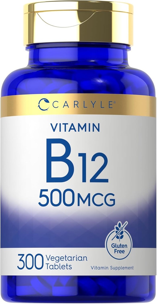 Carlyle Vitamin B-12 500mcg | 300 Tabletten | Vegetarisch, Non-GMO, Glutenfreie Ergänzung