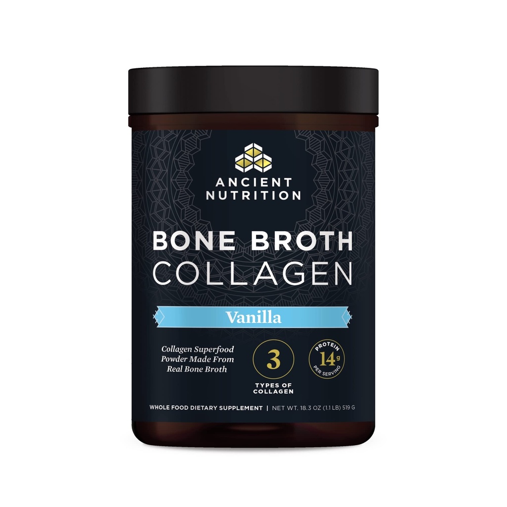 Antike Ernährung Collagen Pulver, Knochen Broth Collagen, Vanille, hydrolysierte Multi Collagen Peptide, unterstützt Haut und Nägel, Joint Supplement, 30 Servierungen, 18.3oz