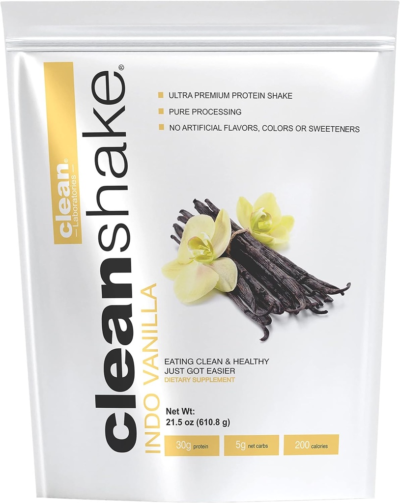 CleanShake Ultra-Premium Protein Shake. Clean Protein Powder Shake mit 21 organischen Inhaltsstoffen, 23 Vitaminen und Mineralstoffen und nicht-GMO und rGBH-freien Gras Fed Whey Protein. Informiertes Protein Certified.