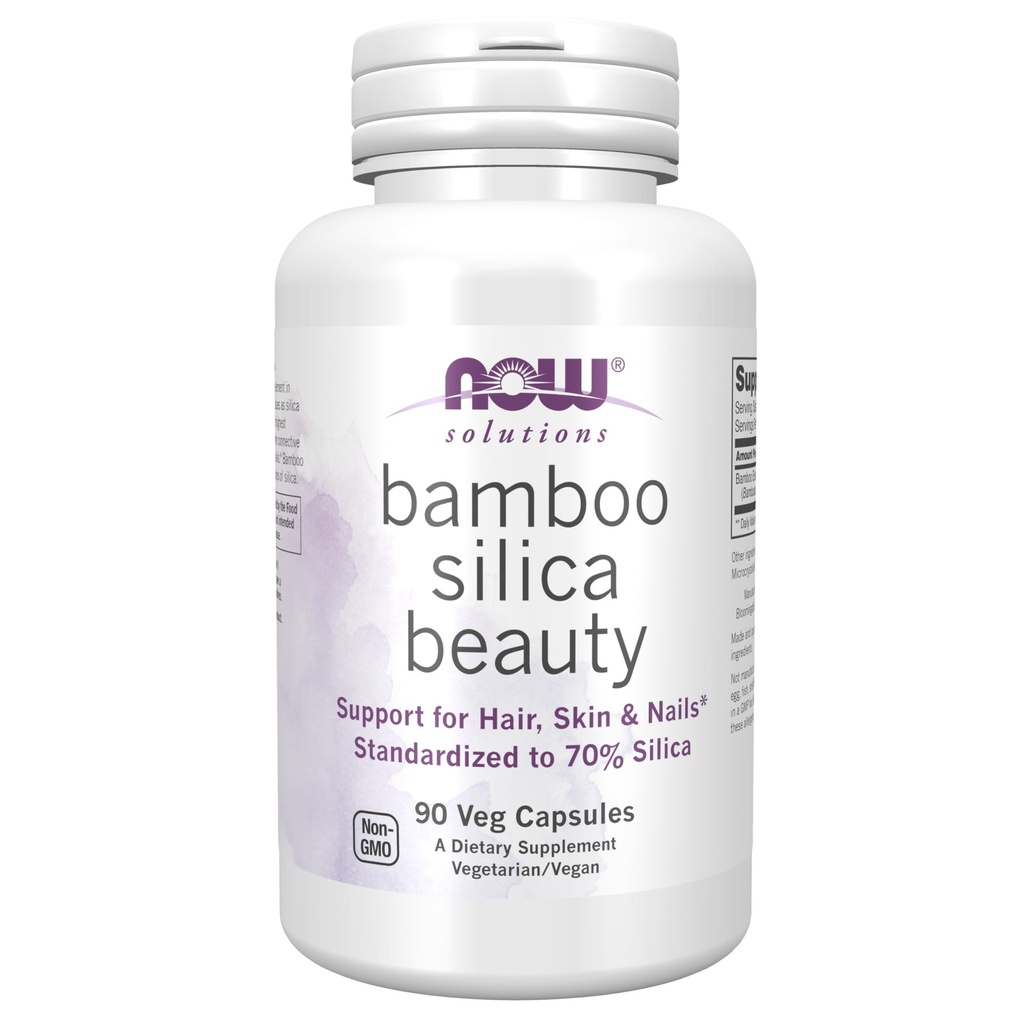NOW Foods Solutions, Bamboo Silica Beauty, Unterstützung für Haare, Haut und Nägel, Standardisiert auf 70% Silica, 90 Veg Kapseln