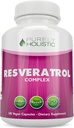 Resvératrol purement holistique 1450mg, 90 portions, supplément antioxydant trans-résvératrol avec vitamine C et complexe de polyphénol, 180 capsules véganes