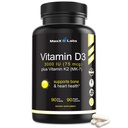 Vitamine D3 K2 3000 UI - avec la vitamine K comme MK-7 de Natto - supplément de vitamine D à haute puissance soutenir les os sains, les dents, le coeur et la fonction immunitaire, sans gluten - 90 capsules