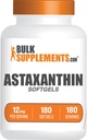 BulkSupplements.com Astaxanthin 12mg Softgels - Astaxanthin Supplements, Antioxidant Source - Gluten Free, 1 Softgel per Serving, 180 Count (Pack of 1)