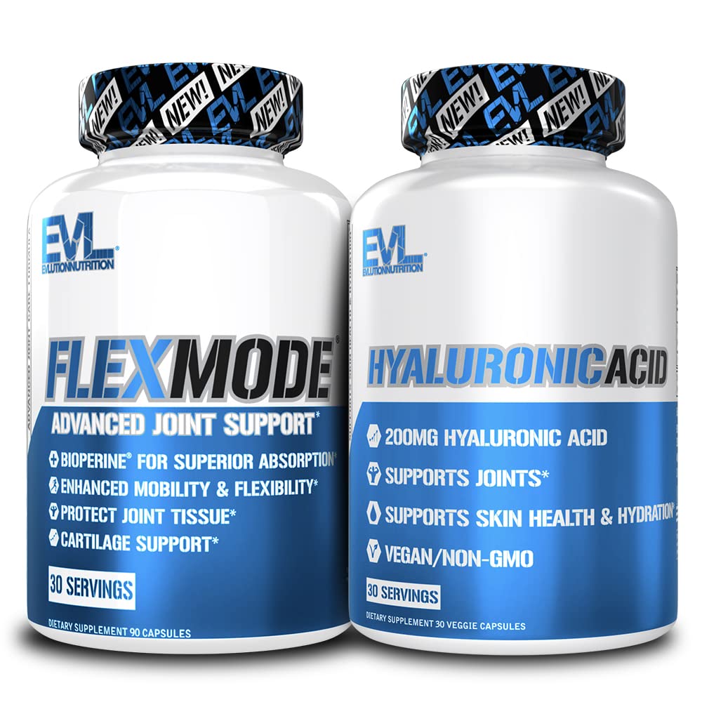 Bundle de complément de soutien interarmées avancé - Support complet avec acide hyaluronique et FlexMode avec vitamines conjointes Glucosamine Chondritine MSM et BioPerine pour l'absorption améliorée